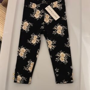 Janie and Jack Floral Black Leggings size 18-24 NWT